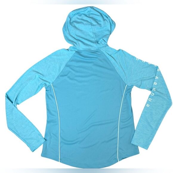 Under‎ Armour Velocity Heatgear Hooded Blue Pullover Top sz MEDIUM - Picture 8 of 11